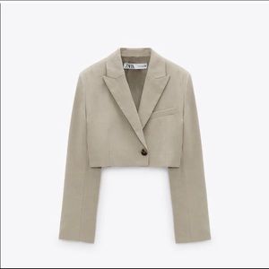 ZARA Linen Blend Cropped Blazer